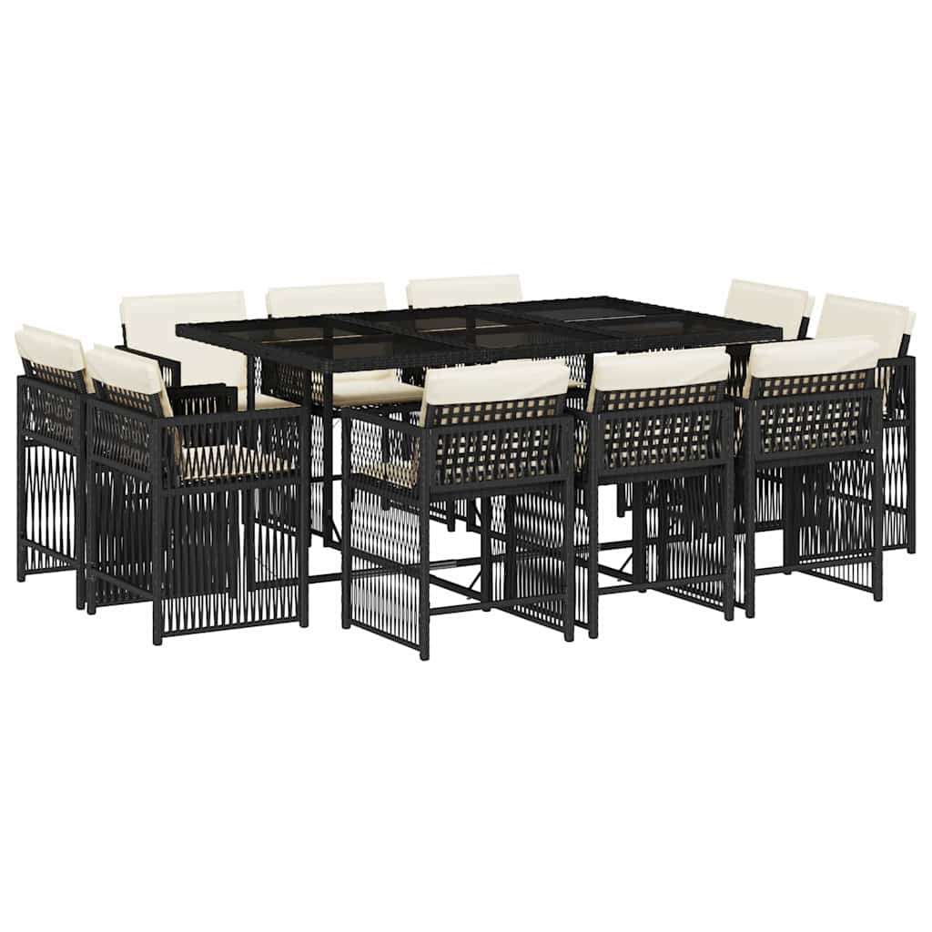 Garden Dining Set Black, Cream White