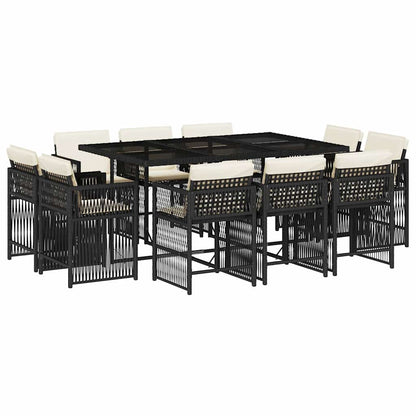 Garden Dining Set Black, Cream White