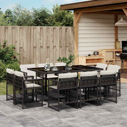 Garden Dining Set Black, Cream White