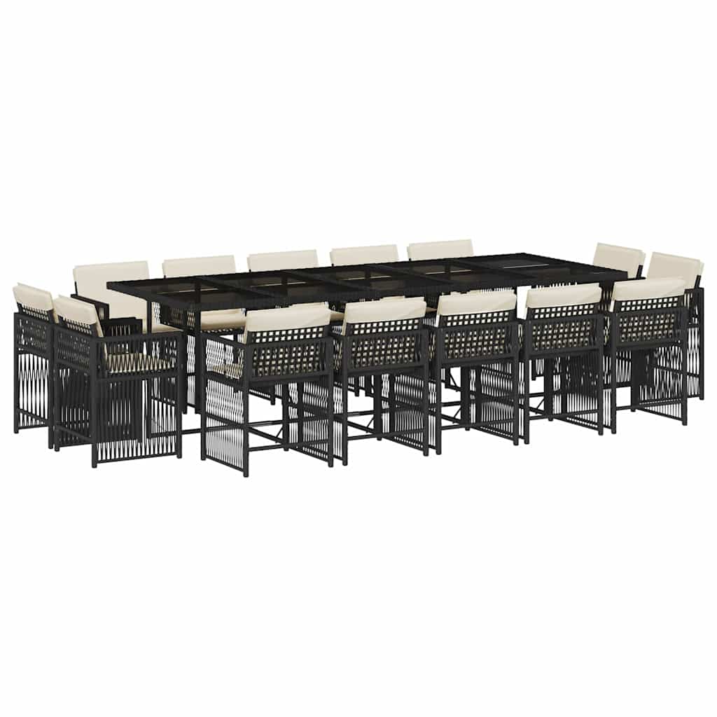 Garden Dining Set Black PE rattan Large Foldable