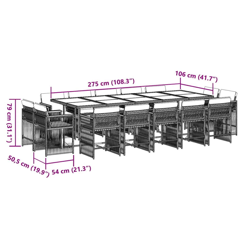 Garden Dining Set Black PE rattan Large Foldable