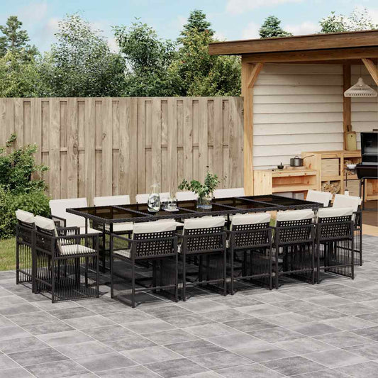 Garden Dining Set Black PE rattan Large Foldable