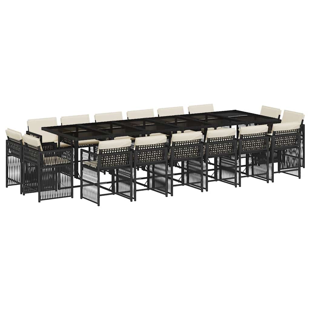 Garden Dining Set Black PE Rattan Large Adjustable Armrests
