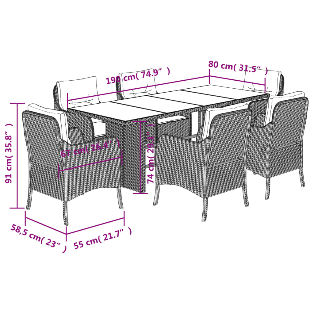 Garden Dining Set Beige