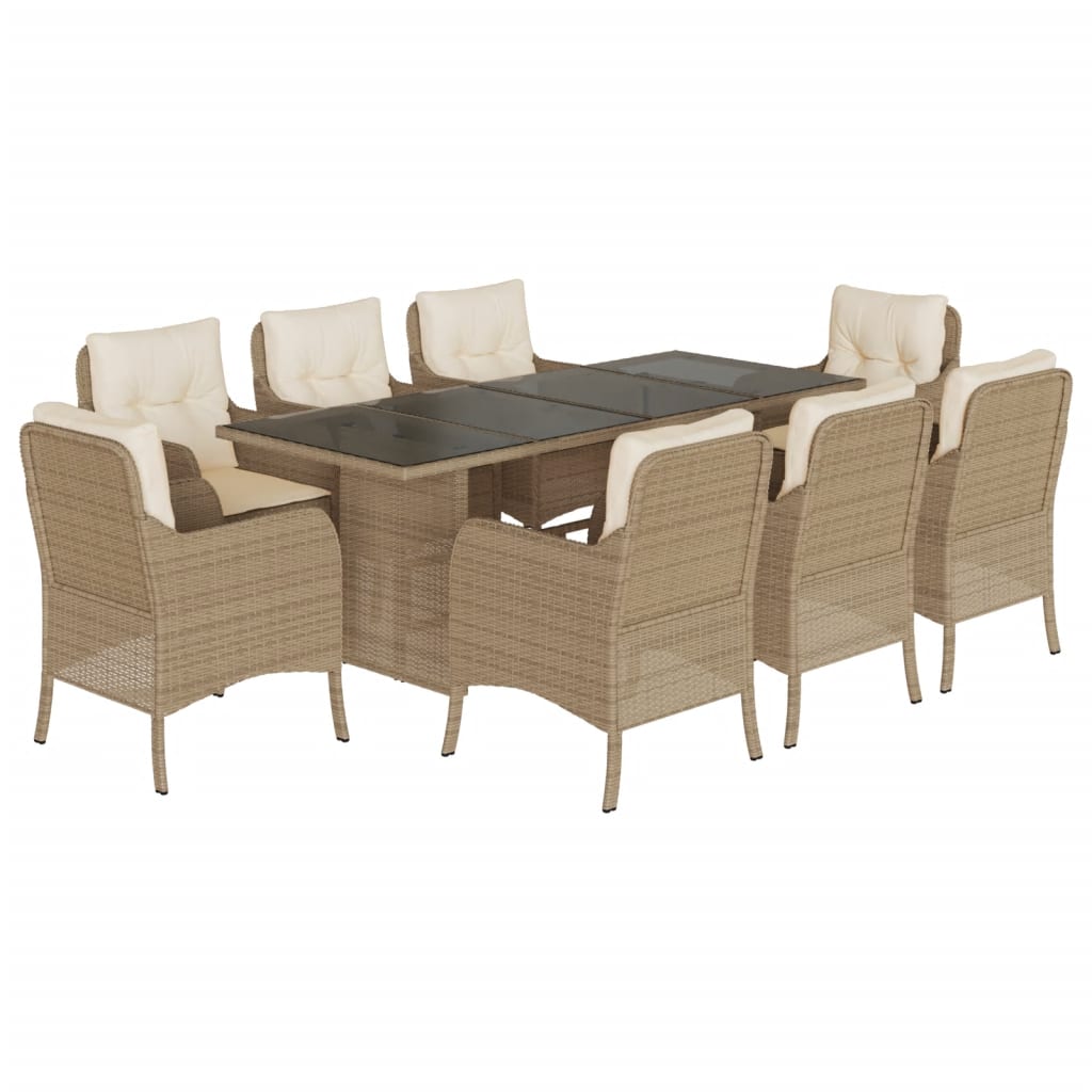 Garden Dining Set Beige Poly Rattan 8-seater