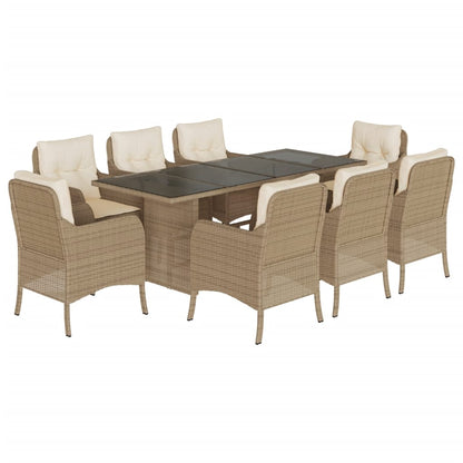 Garden Dining Set Beige Poly Rattan 8-seater
