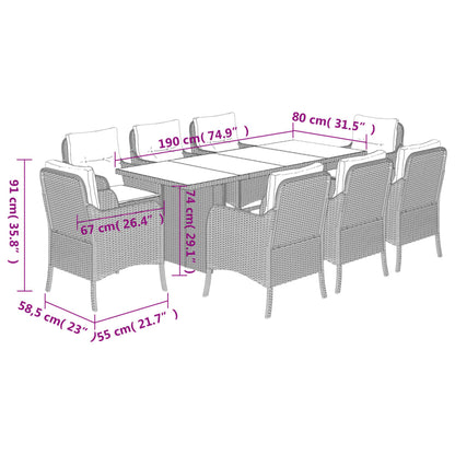 Garden Dining Set Beige Poly Rattan 8-seater