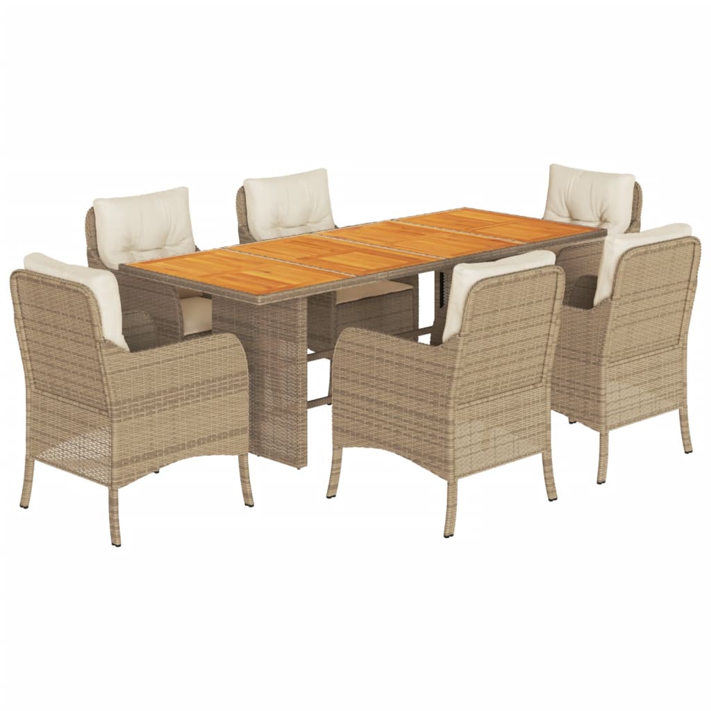 Garden Dining Set Beige Poly Rattan 6-seater