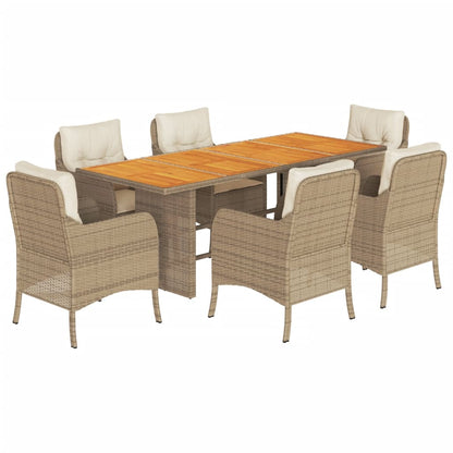 Garden Dining Set Beige Poly Rattan 6-seater