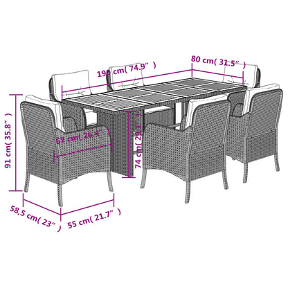 Garden Dining Set Beige Poly Rattan 6-seater