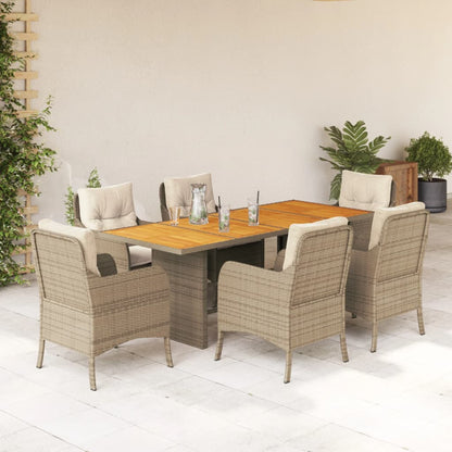 Garden Dining Set Beige Poly Rattan 6-seater