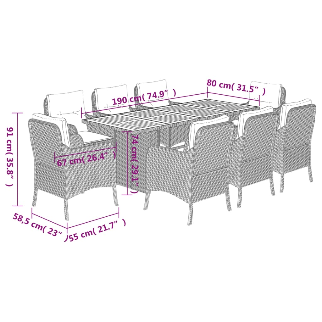 Garden Dining Set Beige