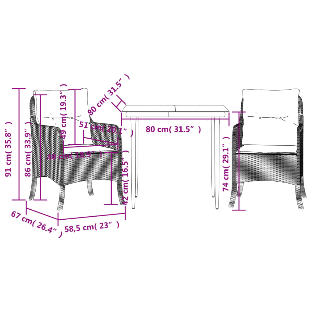 Garden Dining Set Black