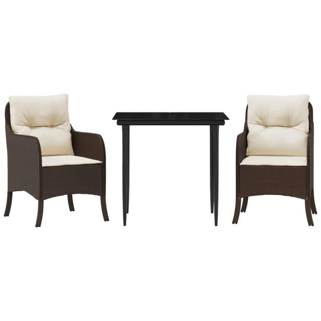 Garden Dining Set Brown, Black, Cream White
