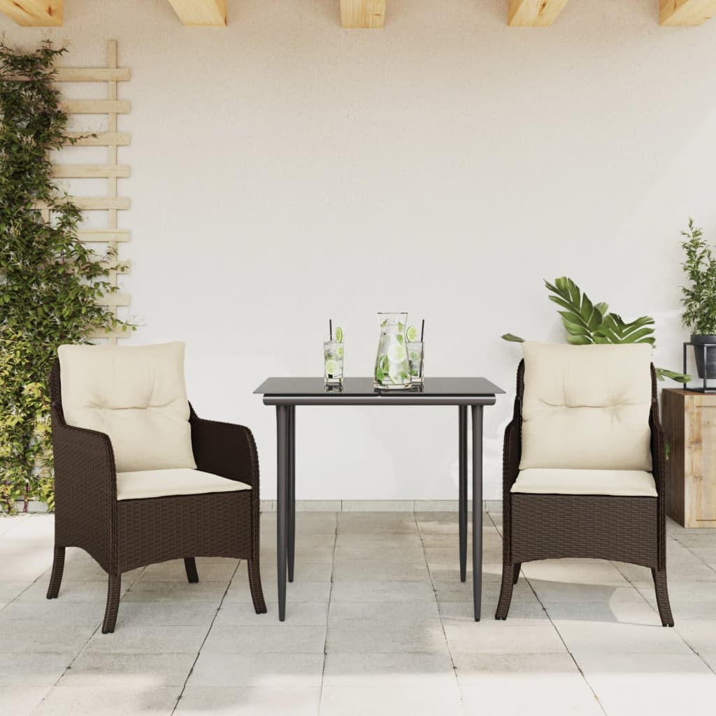 Garden Dining Set Brown, Black, Cream White