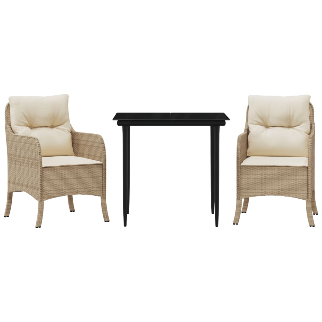 Garden Dining Set Beige, Cream White, Black