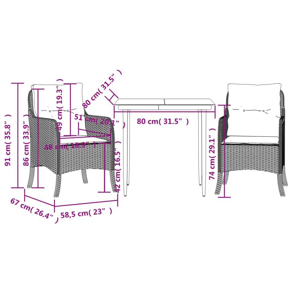 Garden Dining Set Beige, Cream White, Black