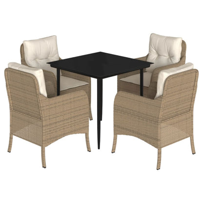 Garden Dining Set Beige PE rattan 5 Piece Set Removable Covers
