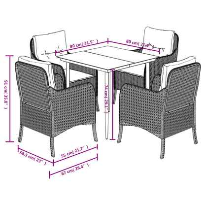 Garden Dining Set Beige PE rattan 5 Piece Set Removable Covers