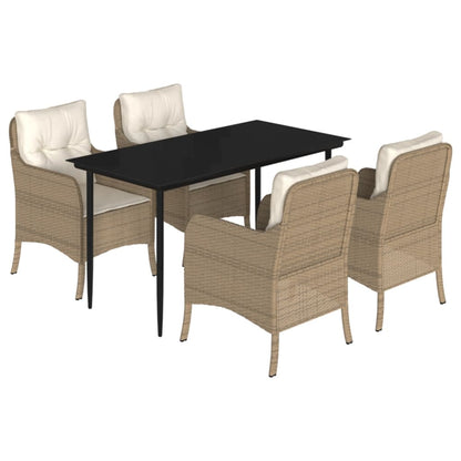 Garden Dining Set Beige PE Rattan 5 Piece Removable Covers