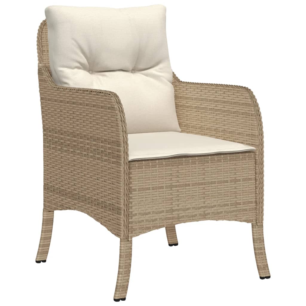 Garden Dining Set Beige PE Rattan 5 Piece Removable Covers
