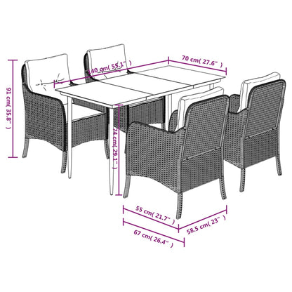 Garden Dining Set Beige PE Rattan 5 Piece Removable Covers