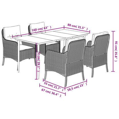 Garden Dining Set Beige PE rattan 5 Piece Removable Covers