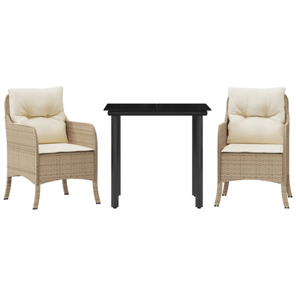 Garden Dining Set Beige PE rattan Small Removable Covers