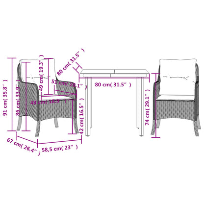 Garden Dining Set Beige PE rattan Small Removable Covers