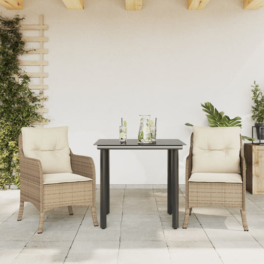 Garden Dining Set Beige PE rattan Small Removable Covers