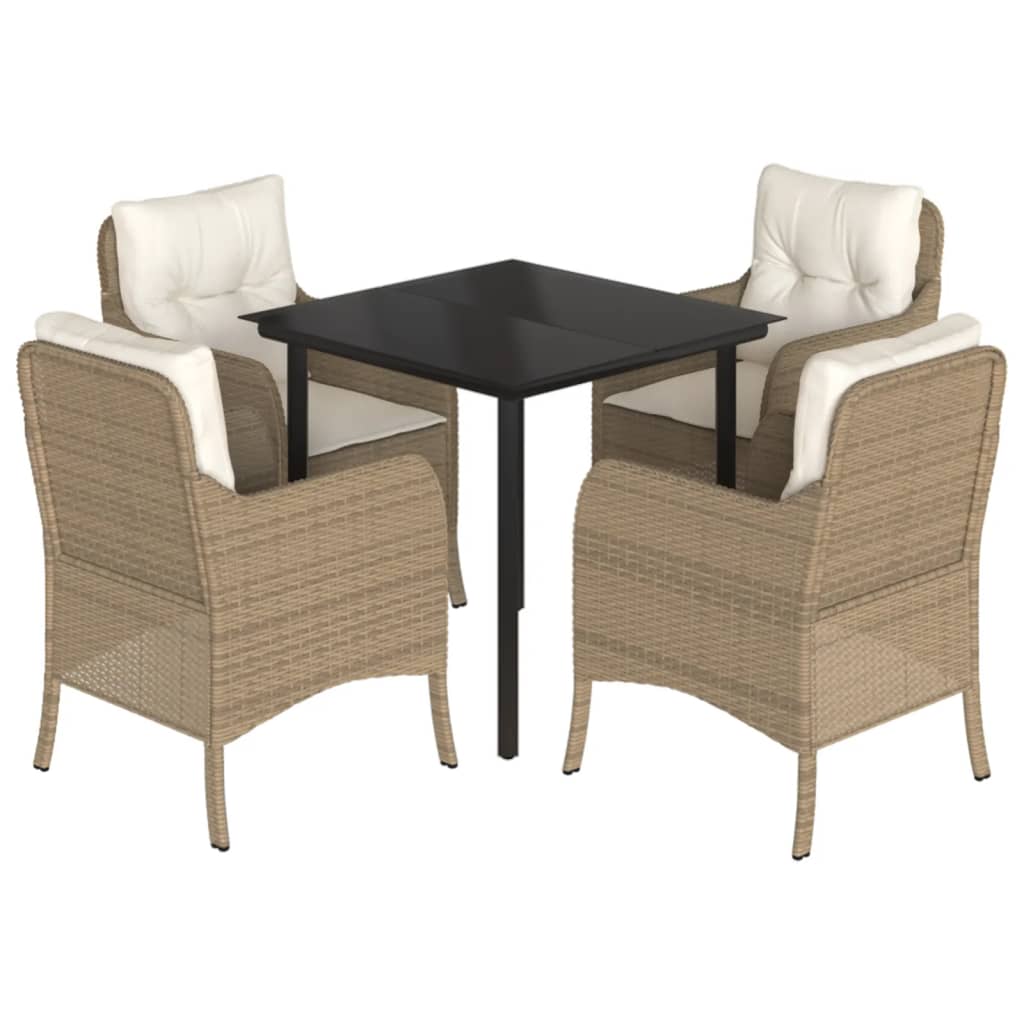 Garden Dining Set Beige, Black