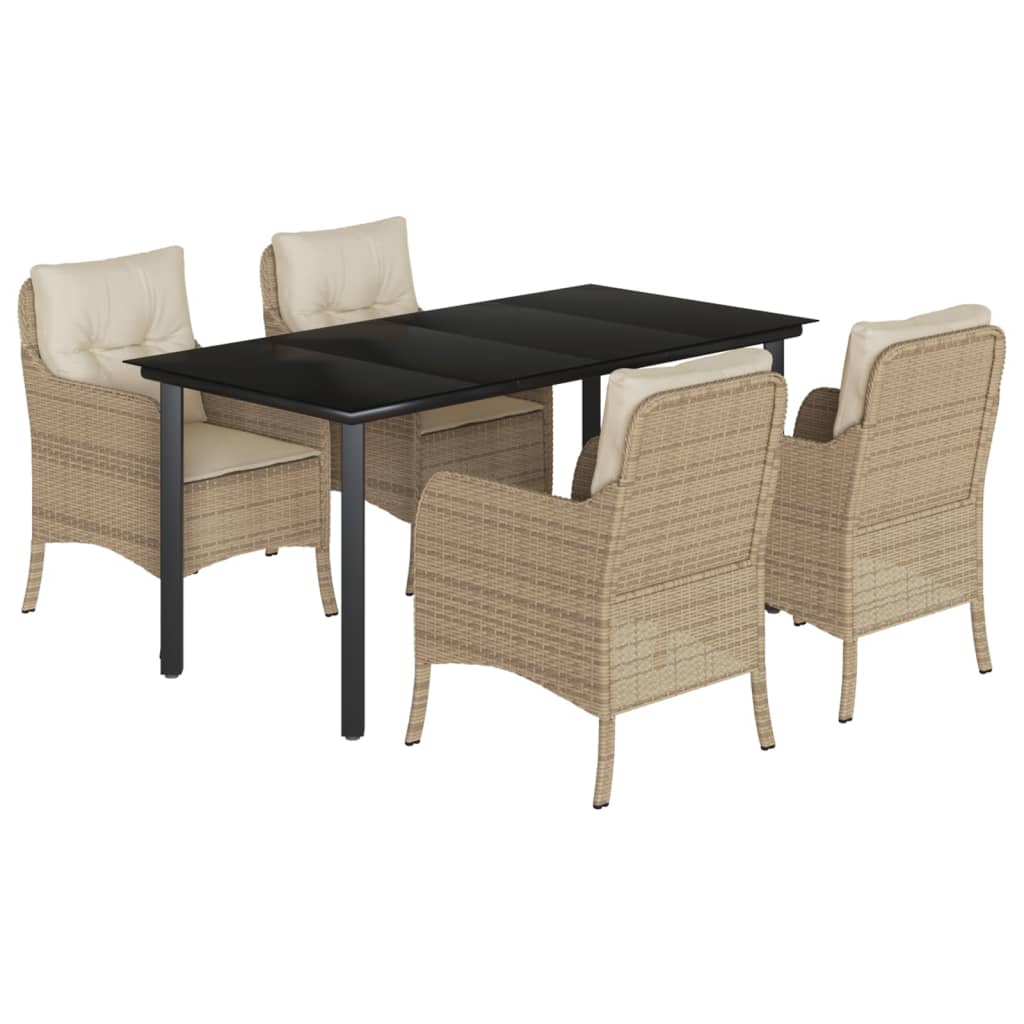 Garden Dining Set Beige, Black, Cream White