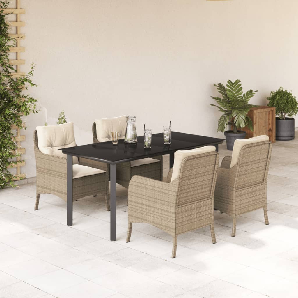 Garden Dining Set Beige, Black, Cream White