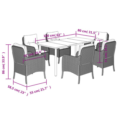 Garden Dining Set Beige Poly Rattan 6-seater Removable Covers