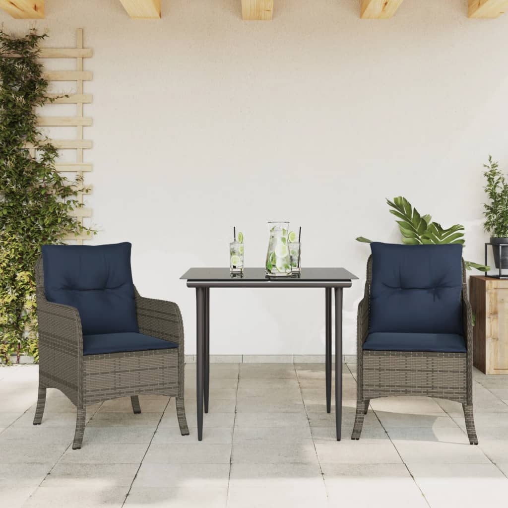Garden Dining Set Gray, Black, Navy Blue