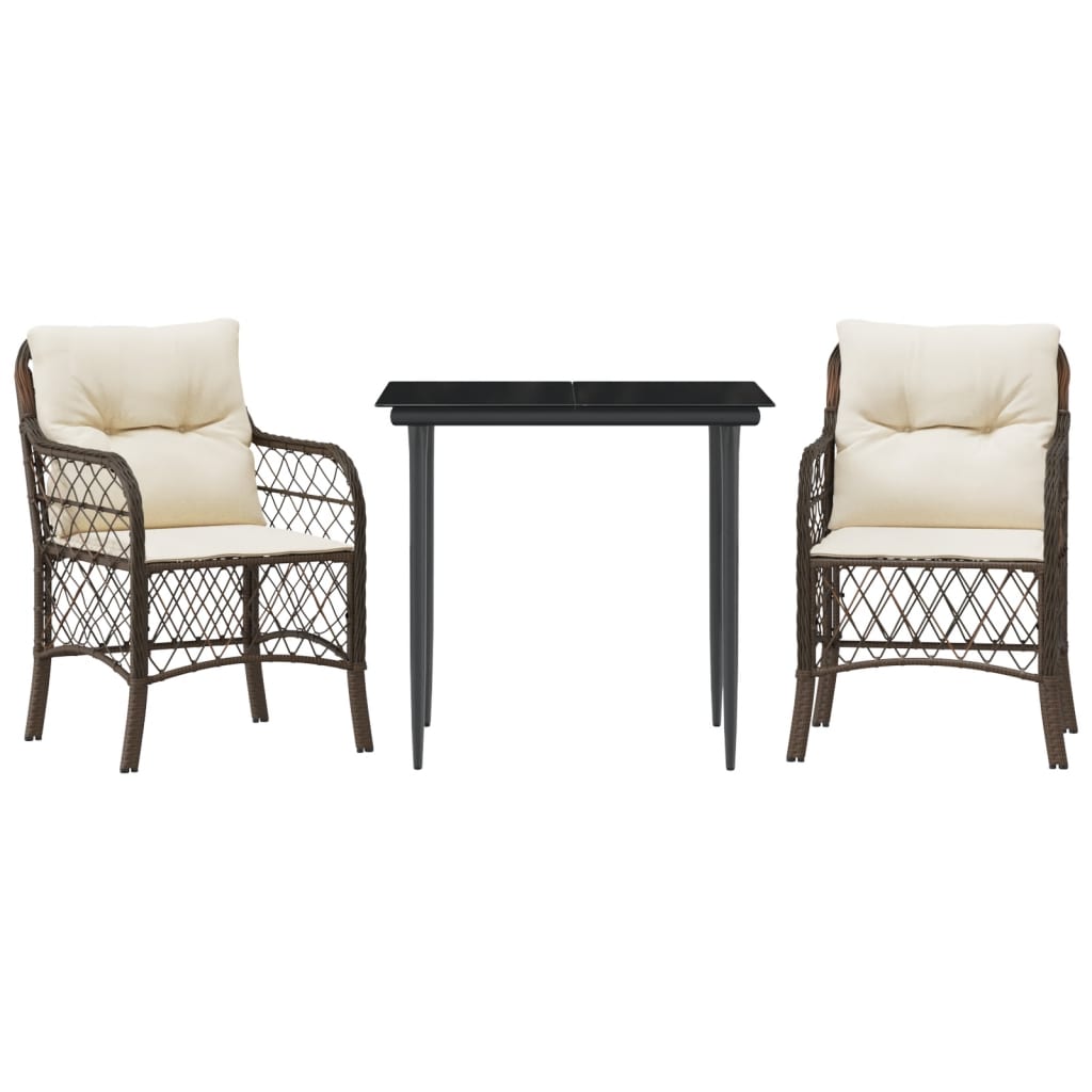Bistro Set Brown, Cream White, Black