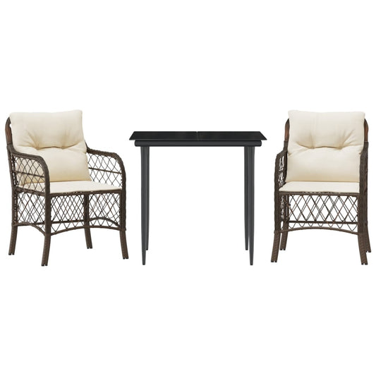 Bistro Set Brown, Cream White, Black