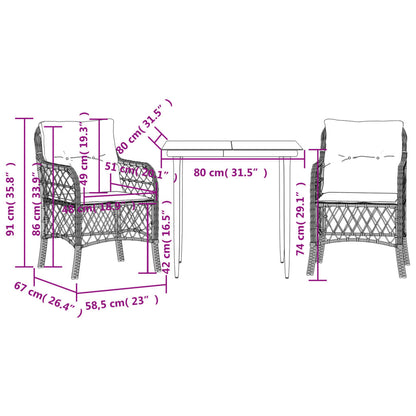 Bistro Set Brown, Cream White, Black