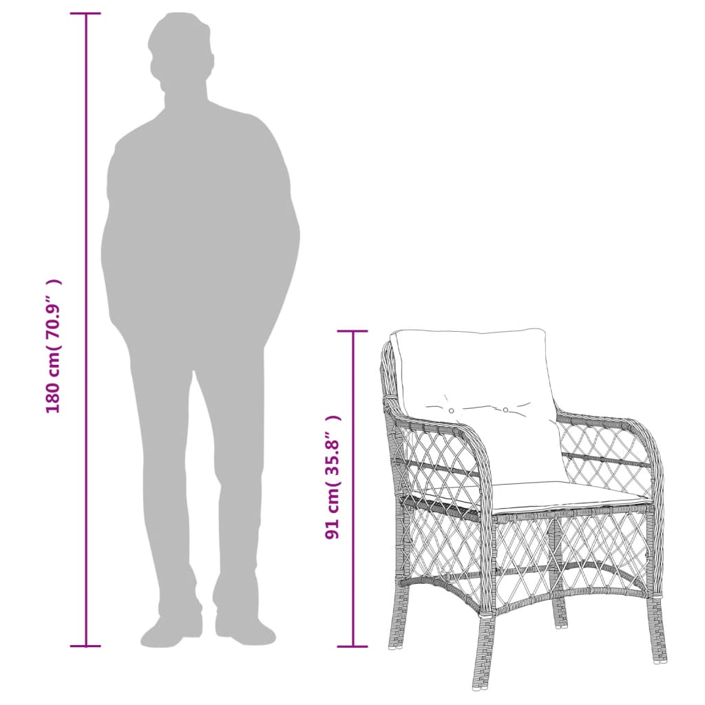 Bistro Set Brown, Cream White, Black