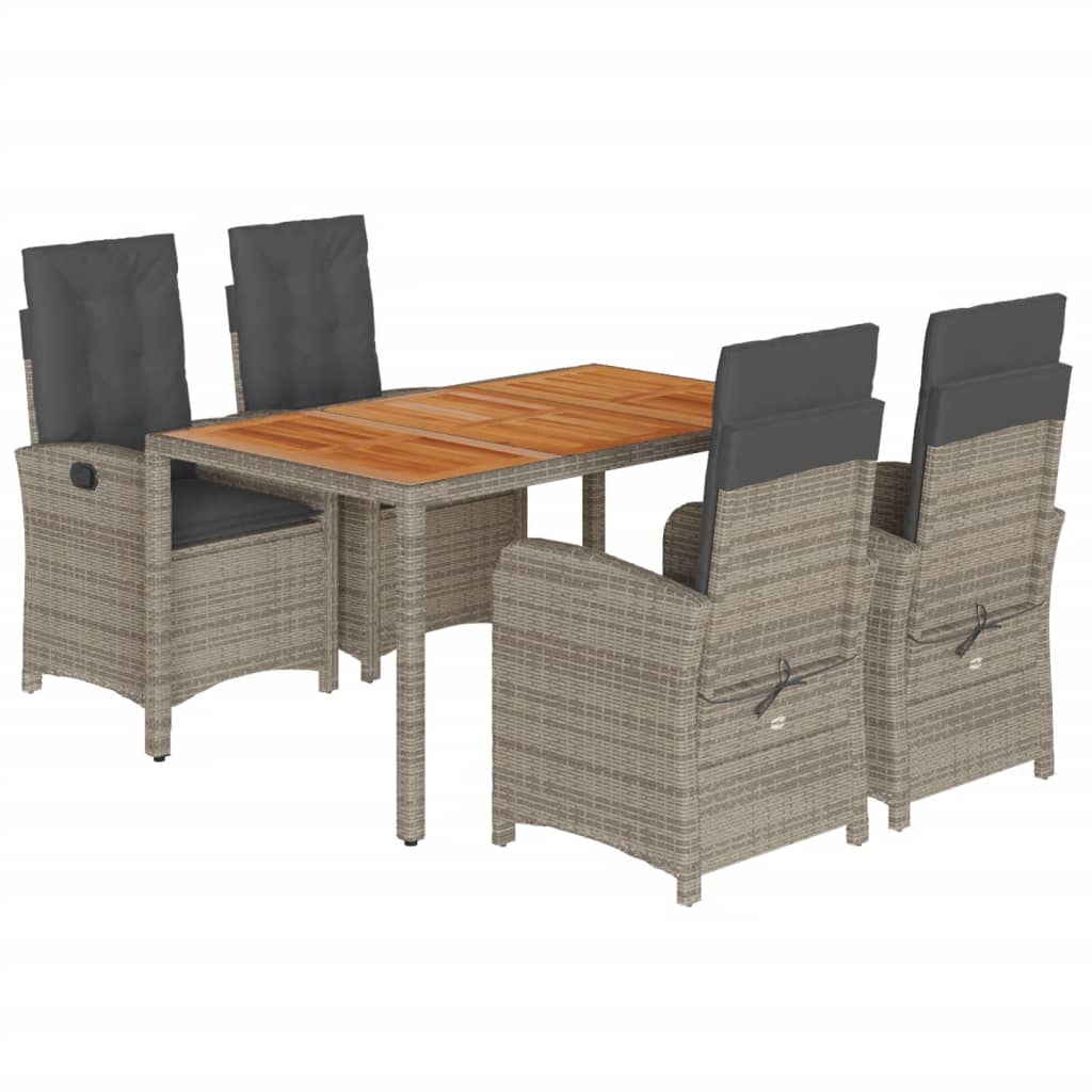 Garden Dining Set Grey PE rattan Medium Adjustable Feet