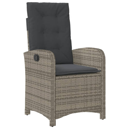 Garden Dining Set Grey PE rattan Medium Adjustable Feet