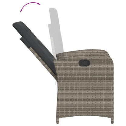 Garden Dining Set Grey PE rattan Medium Adjustable Feet