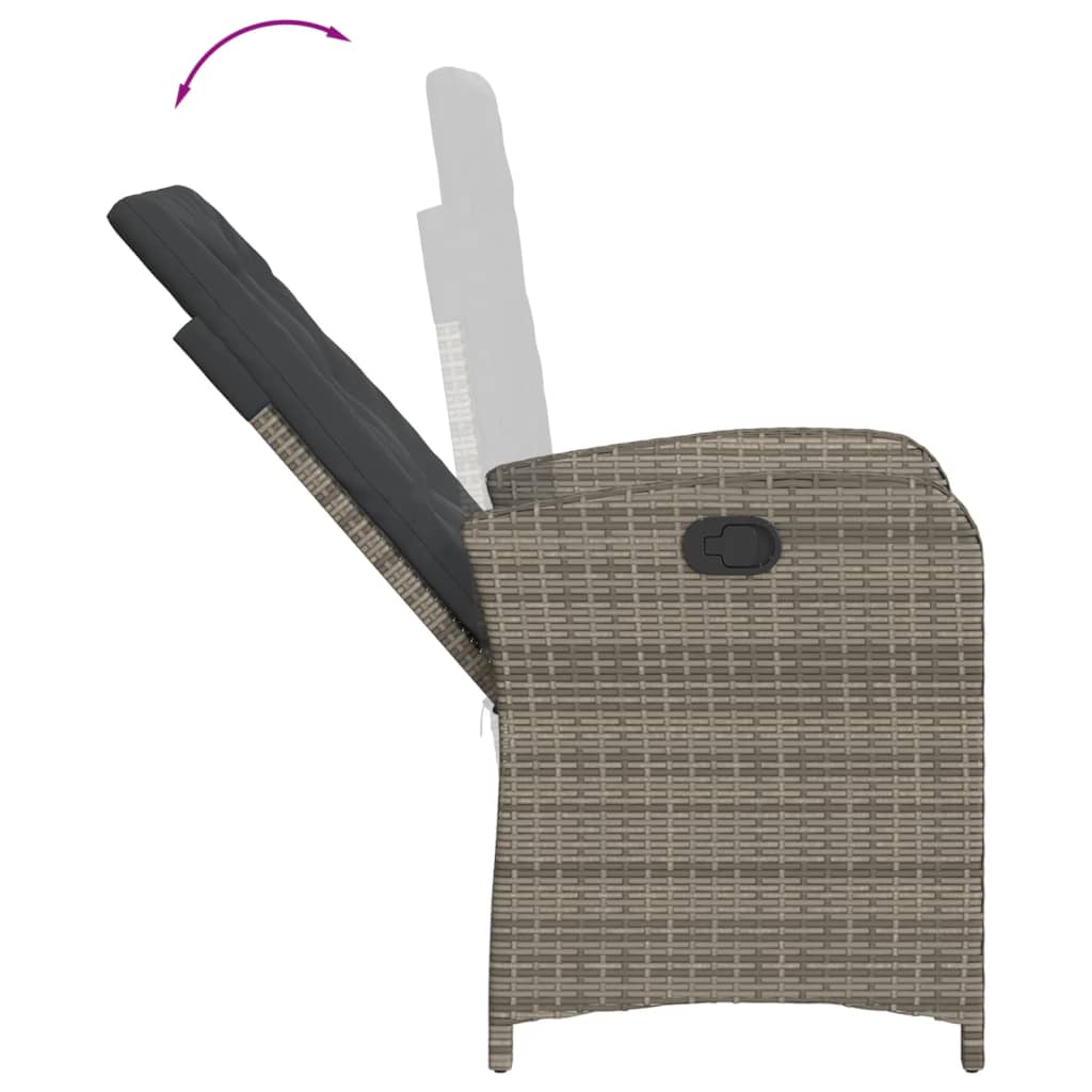 Garden Dining Set Grey PE rattan Medium Adjustable Feet