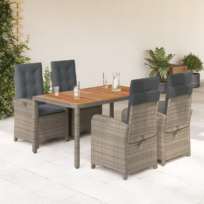 Garden Dining Set Grey PE rattan Medium Adjustable Feet