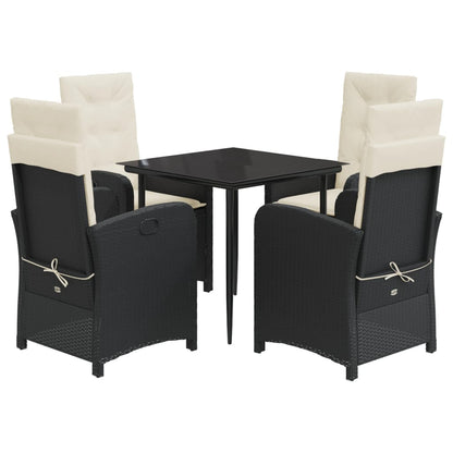 Patio Dining Set Set of 4 Black Poly Rattan Medium