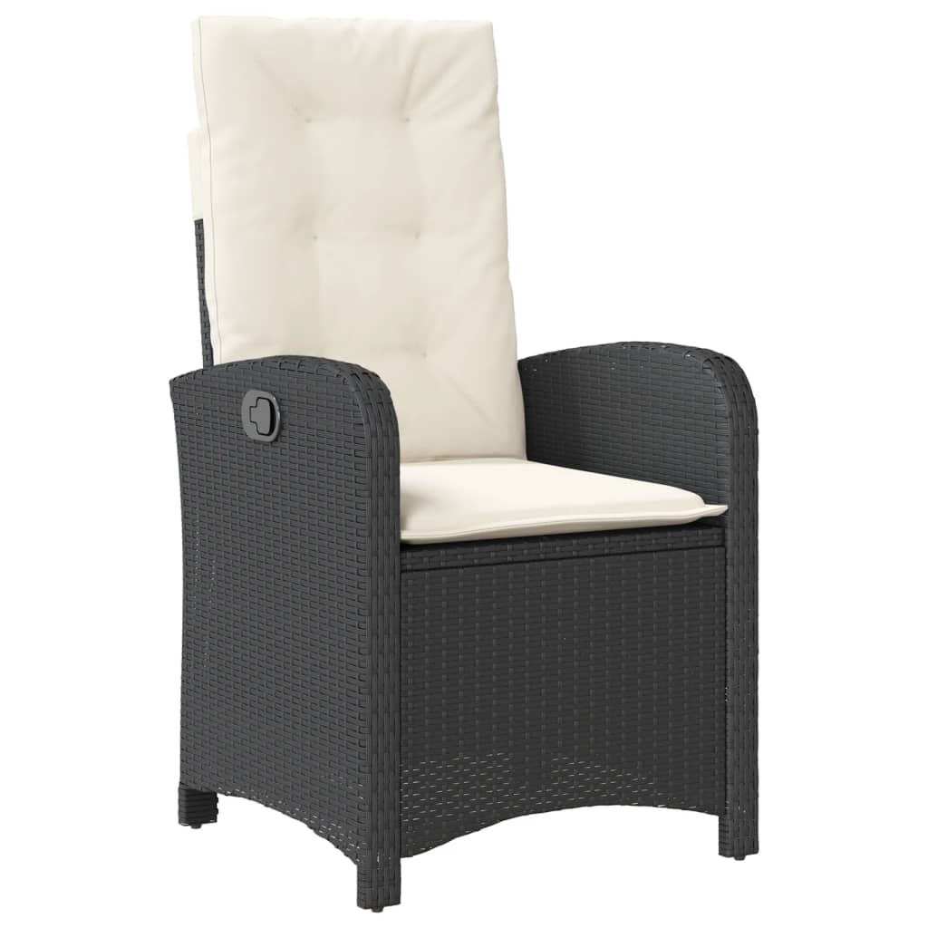 Patio Dining Set Set of 4 Black Poly Rattan Medium