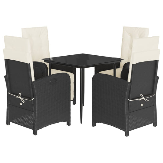 Garden Dining Set Black, Cream