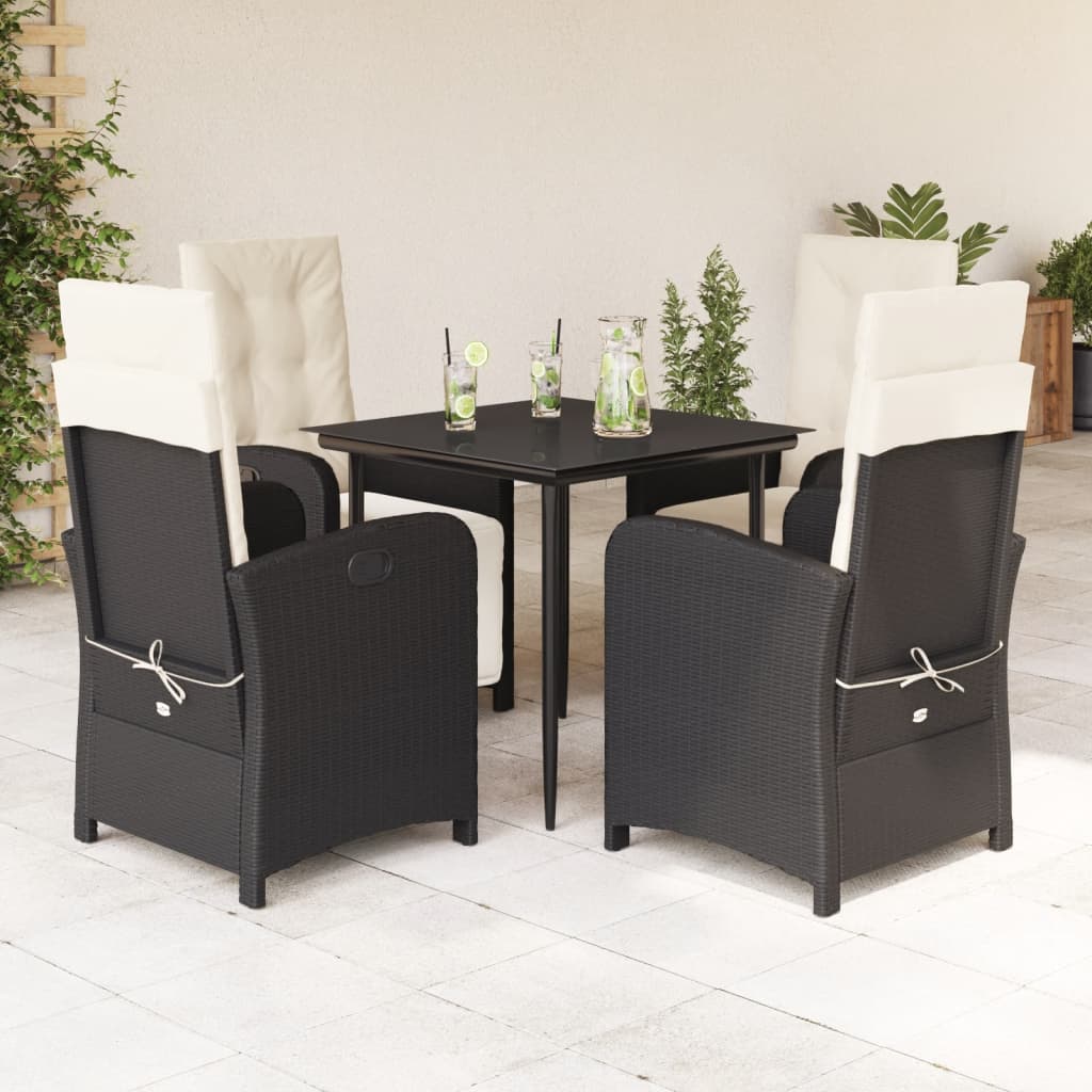 Garden Dining Set Black, Cream