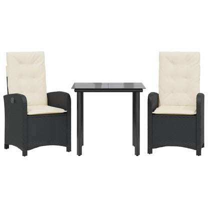 Garden Dining Set Black PE Rattan Adjustable Feet