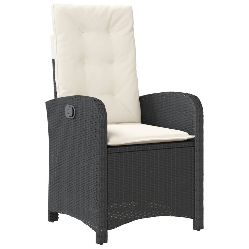 Garden Dining Set Black PE Rattan Adjustable Feet